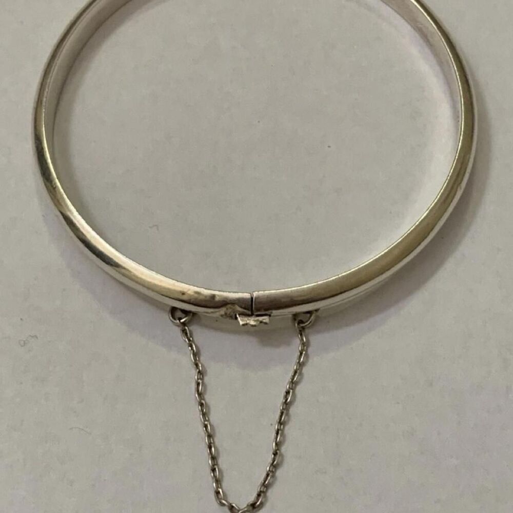 Vintage SU 925 Sterling Silver Bangle Bracelet - Plain Minimalist Design - 6.40g